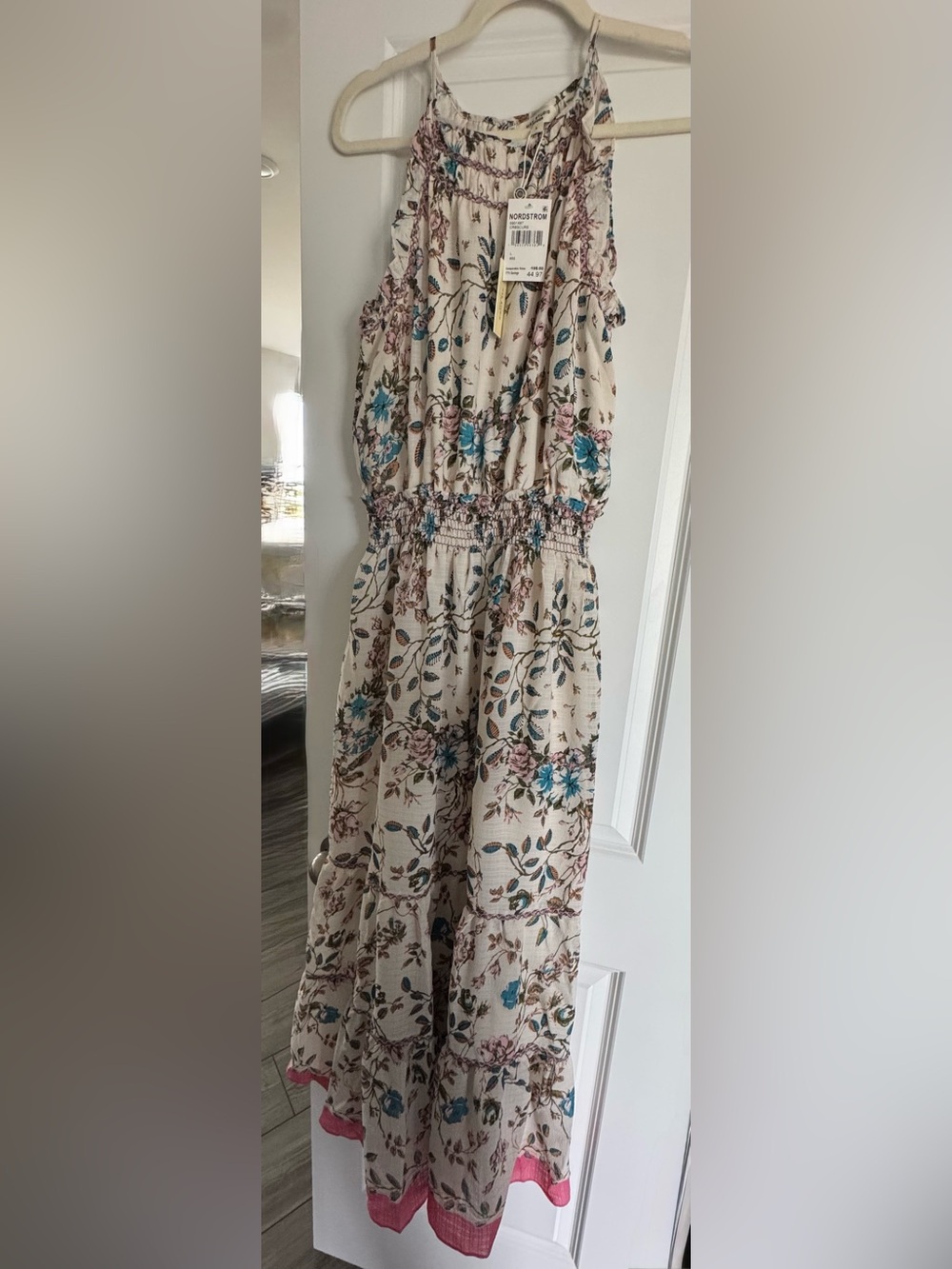NWT Max Studio Floral Georgette Smocked Maxi Dress - Size L